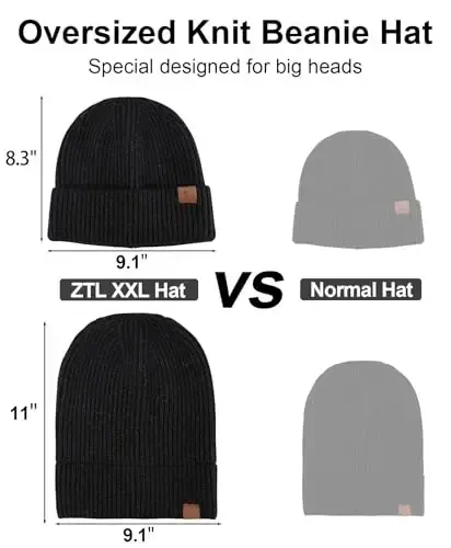 Katta boshlar uchun katta hajmli XXL Beanie shapka 23,6