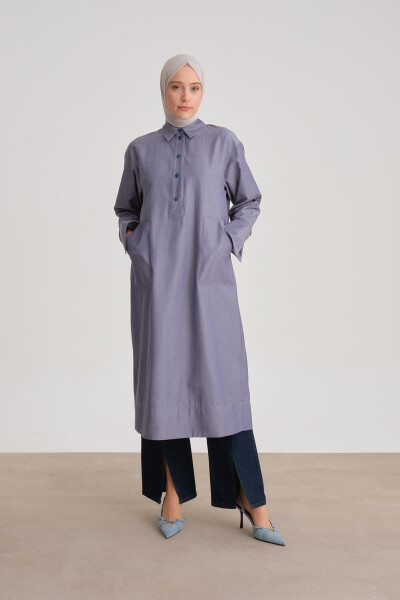 Katta choʻntakli tunika koʻylak 24y4102 Indigo - 2