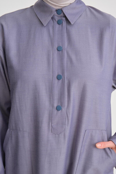 Katta choʻntakli tunika koʻylak 24y4102 Indigo - 3