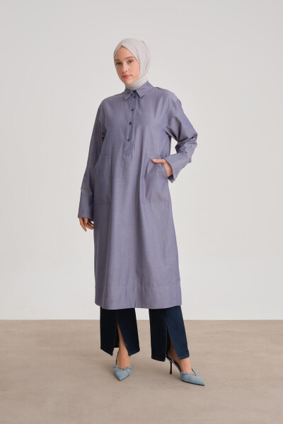 Katta choʻntakli tunika koʻylak 24y4102 Indigo - 4