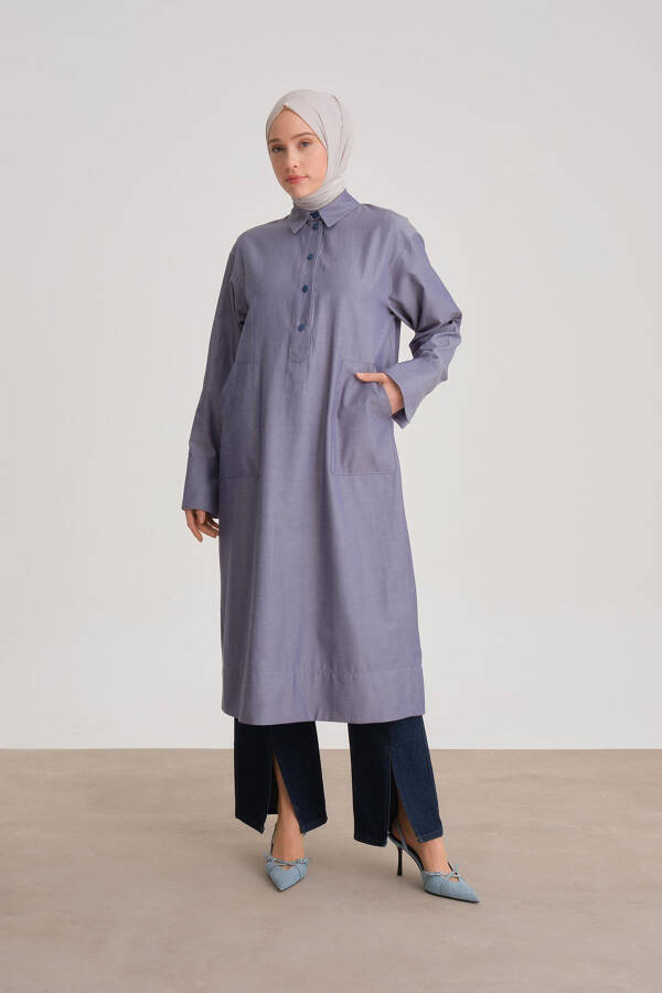 Katta choʻntakli tunika koʻylak 24y4102 Indigo - 4