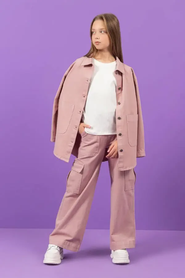 Katta gabardin qizlar uchun jinsi kurtka - 1