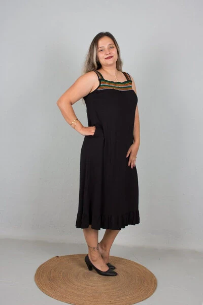 Katta hajmi tikilgan viskozli beliga bog'lanadigan ko'ylak - TRUVA XXL