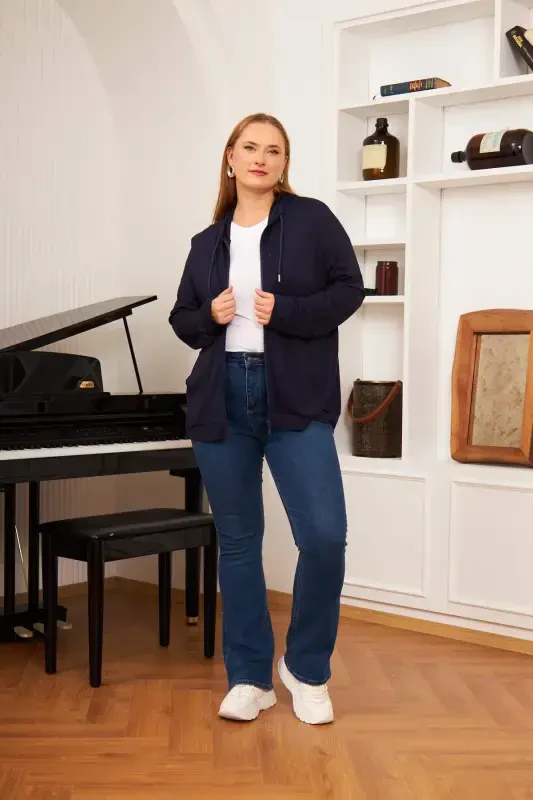 Katta hajmli modal svitshot kardigan to'q ko'k - 4