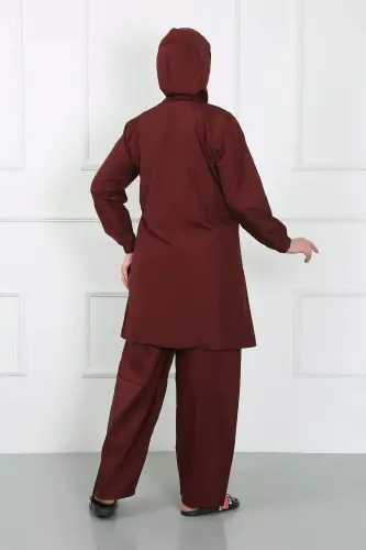 Katta hajmli modest suzish kiyimi bordo 44020 - BÜYÜKBEDENIZ (1)