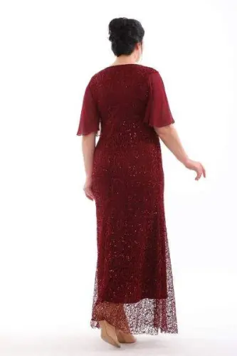 Katta hajmli yorqin kechki libos KL3099 bordo - 6