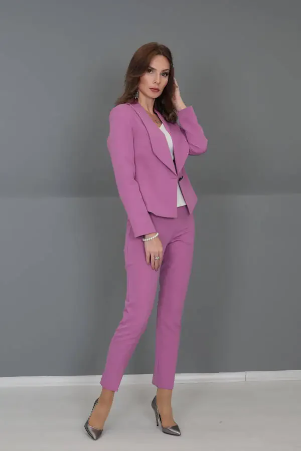 Katta-katta Hajmi Mini Ko'yla & Keng Shimli Shimim Kostyum - Lilac - 12