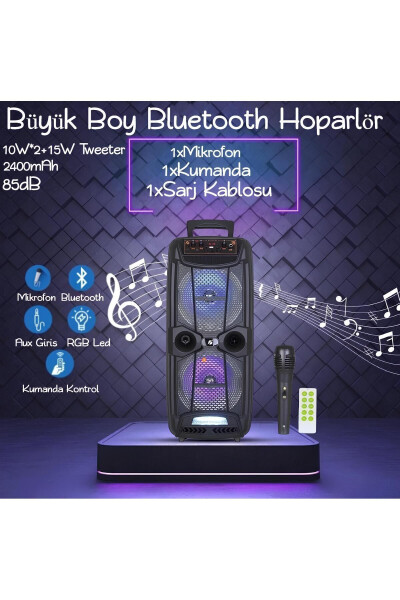 Katta kattı Karaoke karnayı mikrofonli Bluetooth karnaylar Extra Bass-Tweeter Subwoofer Ovoz bomba - 3
