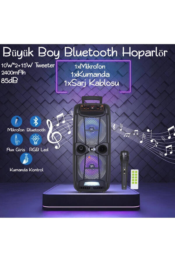 Katta kattı Karaoke karnayı mikrofonli Bluetooth karnaylar Extra Bass-Tweeter Subwoofer Ovoz bomba - 3