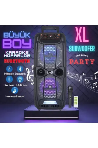 Katta kattı Karaoke karnayı mikrofonli Bluetooth karnaylar Extra Bass-Tweeter Subwoofer Ovoz bomba - 3