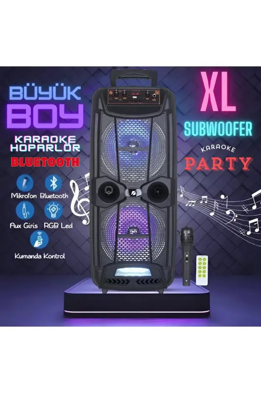 Katta kattı Karaoke karnayı mikrofonli Bluetooth karnaylar Extra Bass-Tweeter Subwoofer Ovoz bomba - 3