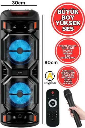 Катта ўлчамли симсиз микрофонли қувватланувчи карнай караоке Bluetooth спикер - 1