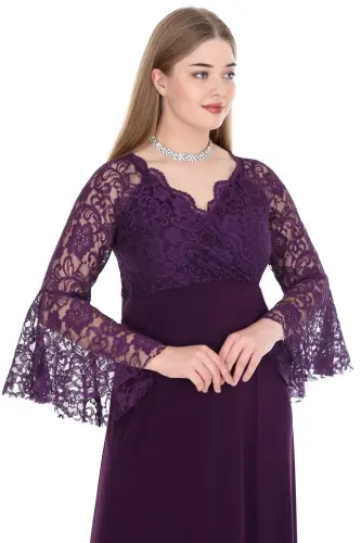 Katta o'lchamdagi qanotli uzun kechki libos KL8756-20 - 2