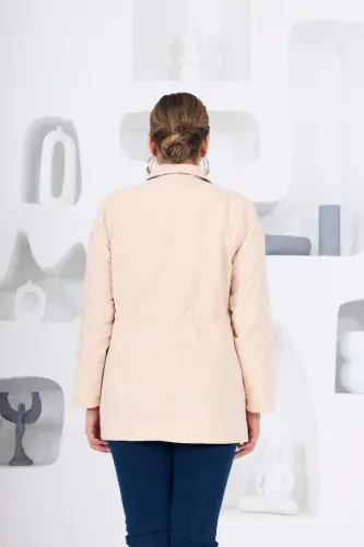 Katta o'lchamli astarlı trench palto krem - 7