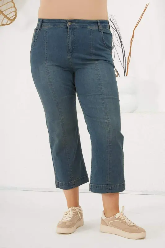 Katta o'lchamli denim shim Kim ko'k - 3