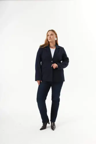 Katta o'lchamli fileto cho'ntakli astarli ko'ylagi to'q ko'k - 8