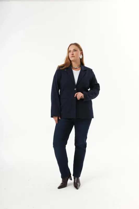 Katta o'lchamli fileto cho'ntakli astarli ko'ylagi to'q ko'k - 8