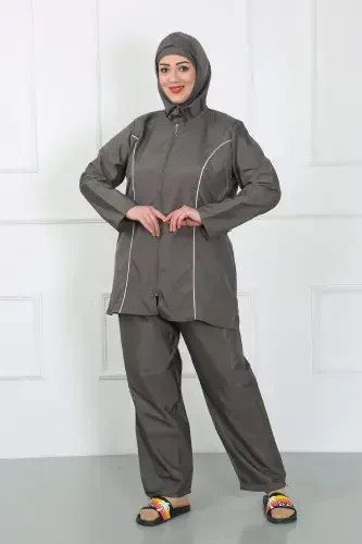 Katta o'lchamli hijob kiyimli katta mayo, kulrang 44010 - 6