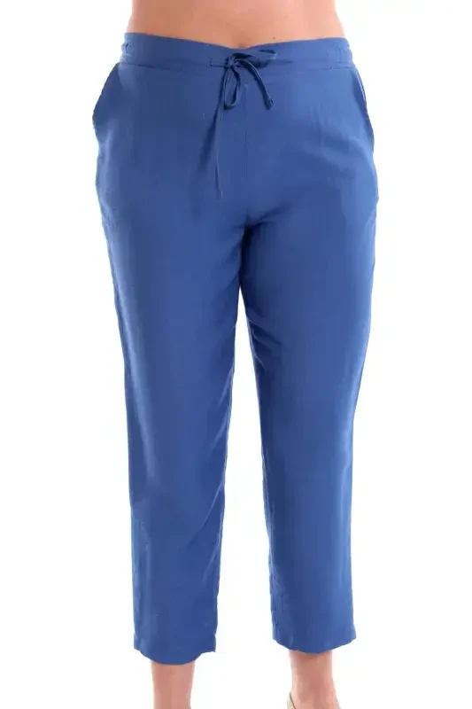 Katta oʻlchamli Indigo rangi bel qismi lastikli shimlar - 3