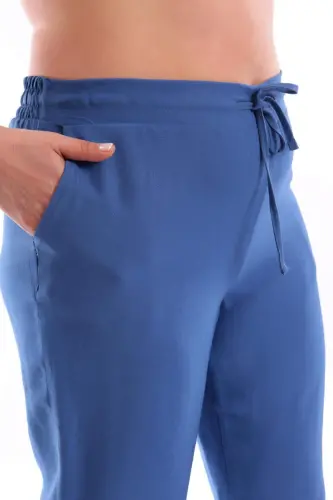 Katta o'lchamli indigo rangli bel qismi rezinali shim - 2