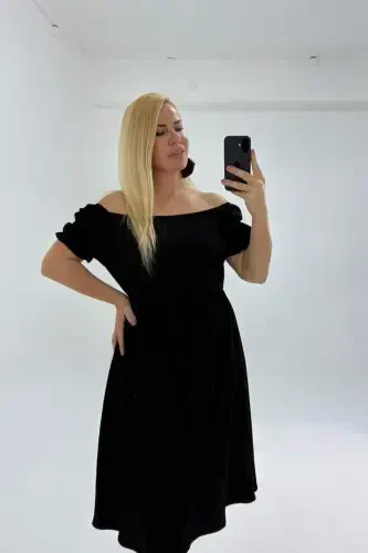 Katta o'lchamli Karmen yoqali beli juda elastik O'rtayer dengizi ko'ylagi GLS46 - 4