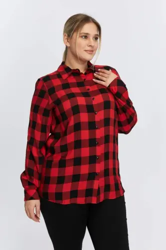 Katta o'lchamli katakli ko'ylak qizil - BÜYÜKBEDENIZ (1)