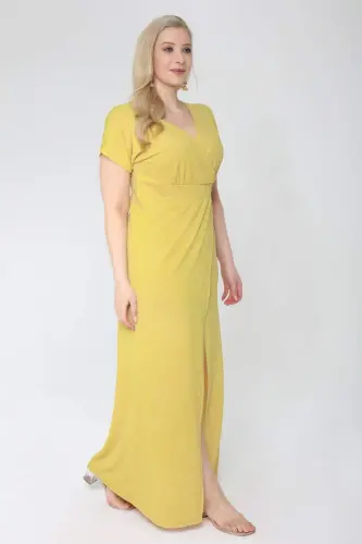Katta oʻlchamli kechki libos, old yirtigli, uzun, yaltiroq, astarli kechki koʻylak 397 - 6