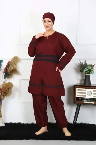 Katta o'lchamli kiyim suzish kostyumi 7XL-8XL-9XL-10XL Bordo 55010 - 3