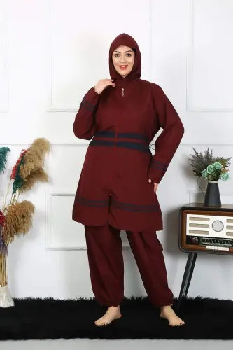 Katta o'lchamli kiyim suzish kostyumi 7XL-8XL-9XL-10XL Bordo 55010 - 7