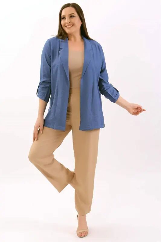 Katta o'lchamli Kruje yoqali indigo jaket - 4