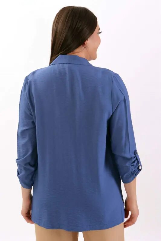 Katta o'lchamli Kruje yoqali indigo jaket - 5