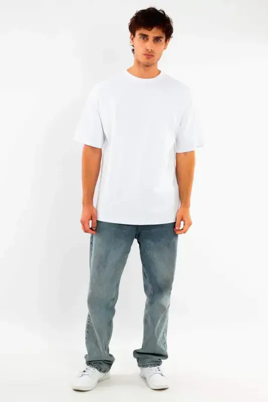 Katta o‘lchamli Oversize moslama 100% Paxtadan oq T-shirt - 2