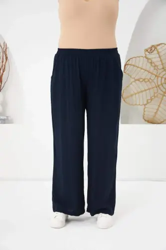 Katta o'lchamli Relax Fit Viscose Shim Moviy - 3