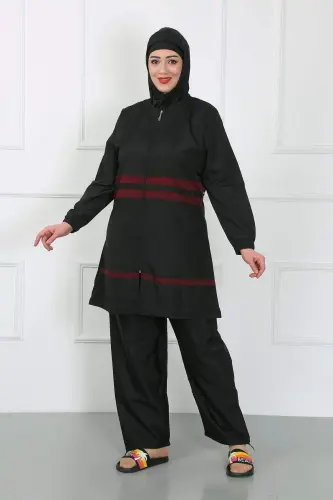 Katta o'lchamli yopiq suzish kiyimi qora 44025 - 3