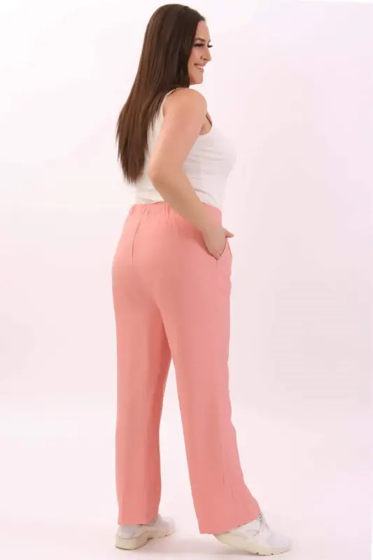 Katta o'lchamli zig'ir matoli pushti shim - 4