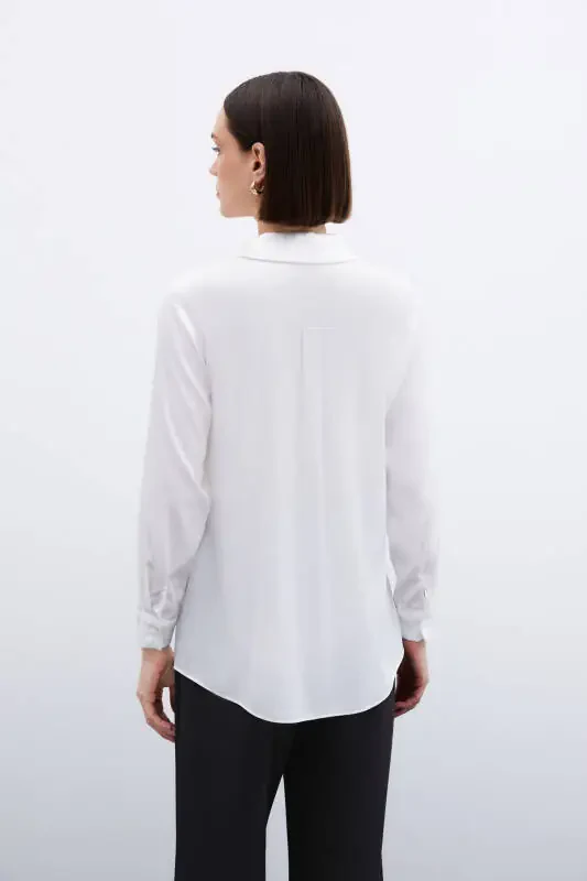 Katta Saten Ko'ylak - Ekru - 8