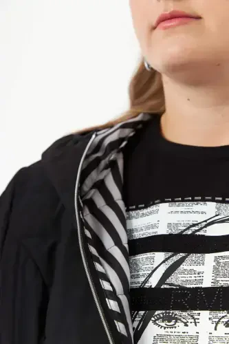 Katta Tana Bo'yli Tost Kapitone Palto Qora - BÜYÜKBEDENIZ (1)