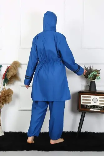 Katta tanli kamtar suzish kiyimlari 7XL-8XL-9XL-10XL Indigo 55010 - BÜYÜKBEDENIZ (1)