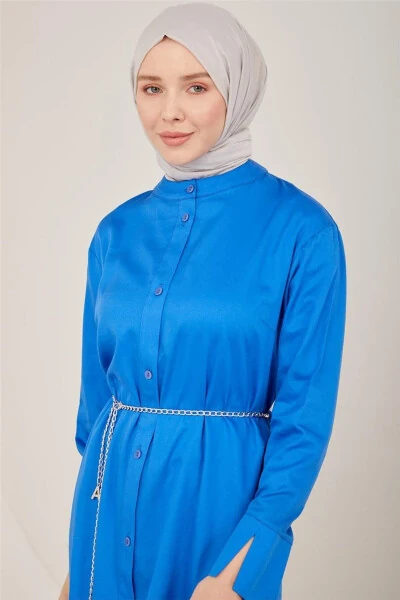 Katta uzun tunik kiyim 23y4502 kobalt - 3
