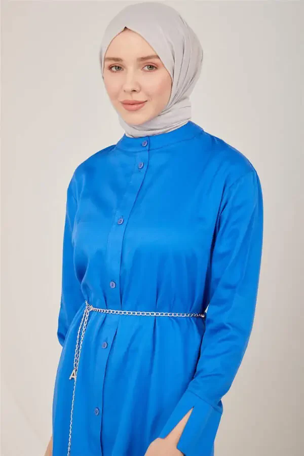 Katta uzun tunik kiyim 23y4502 kobalt - 3