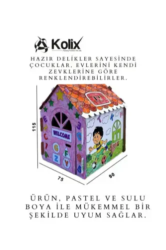 Katta Xxl karton bo'yash uyi o'quv va o'rgatuvchi - KOLİX (1)