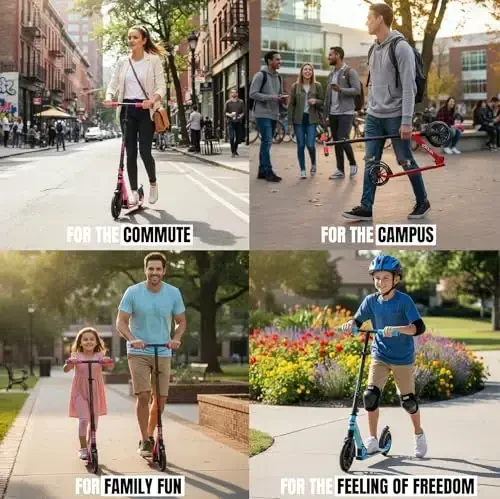 Kattalanadigan skuter, kattalar va o'smirlar uchun amortizatorli – Sozlanadigan rul – Katta 200 mm g'ildiraklar – Yengil ramka – 250 funt sig'imi – Madd Gear Metro Cruise 250 - 7