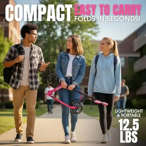 Kattalanadigan tepkichli skuter, kattalar va o'smirlar uchun amortizatorli – Sozlanadigan rul – Katta 200 mm g'ildiraklar – Yengil ramka – 250 funt sig'imi – Madd Gear Metro Cruise 250 - 4