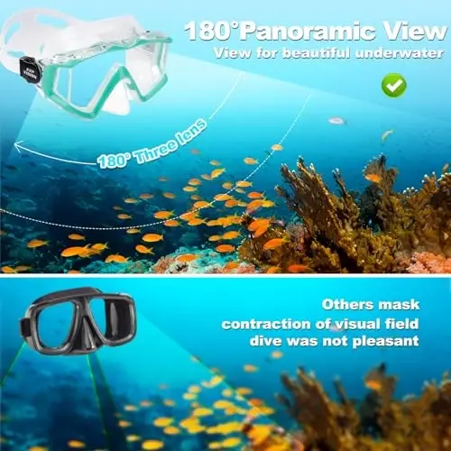 Kattalar Panoramali 3 Akvalang Maskasi, закаленное стекло Snorkel Mask противотуманная Сув Маскаси Сизишларга қарши Сузиш Кўзойнаклари Бурун Қоплами билан Сузиш Ускунаси Сноркелинг, Фридайвинг, Сузиш учун - 3
