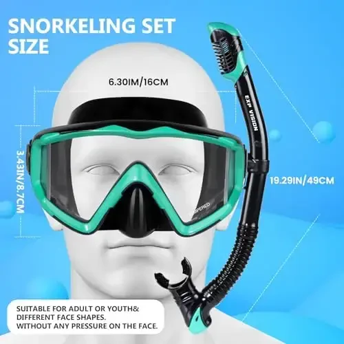 Kattalar Panoramali 3 Akvalang Maskasi, закаленное steko Snorkel Maskasi Anti-tuman Suv Maskasi Burun qopqog'i bilan Suv Ko'zoynaklari Snorkeling, Fridyayving, Suzish uchun Snorkeling Uskunalari - 6