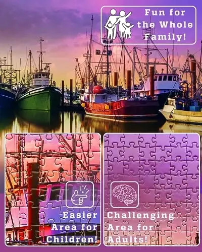 Kattalar uchun 1000 dona jumboq – Rangli qayiqlar bilan go'zal port, sovg'a uchun qulay quti, orqa tomonida harflar, 8 dona jumboqni saqlash varag'i va GERJATOdan to'liq o'lchamli poster – Yaqinlaringiz uchun ideal sovg'a - 4
