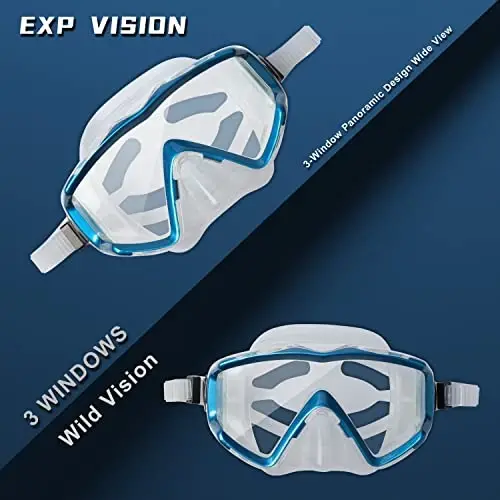 Kattalar uchun Pano 3 suvga sho'ng'in niqobi, закалённый shisha snorkel niqobi tumanlanishga qarshi suzish niqobi burun qopqog'i bilan oqmaslik Snorkeling, Fridiving, Suzish uchun snorkeling uskunalari - 4