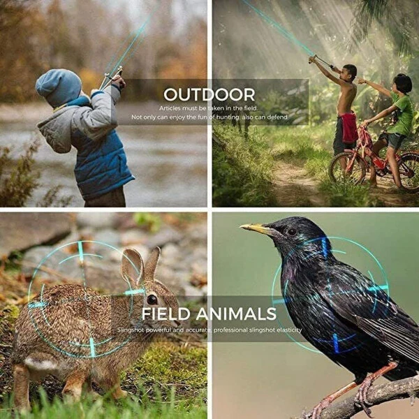 Kattalar uchun professional avtomat to'plam, ochiq havoda yuqori tezlikdagi baliq ovlash katapultati 100 dona o'q va 3 ta rezina tasma bilan. - 7
