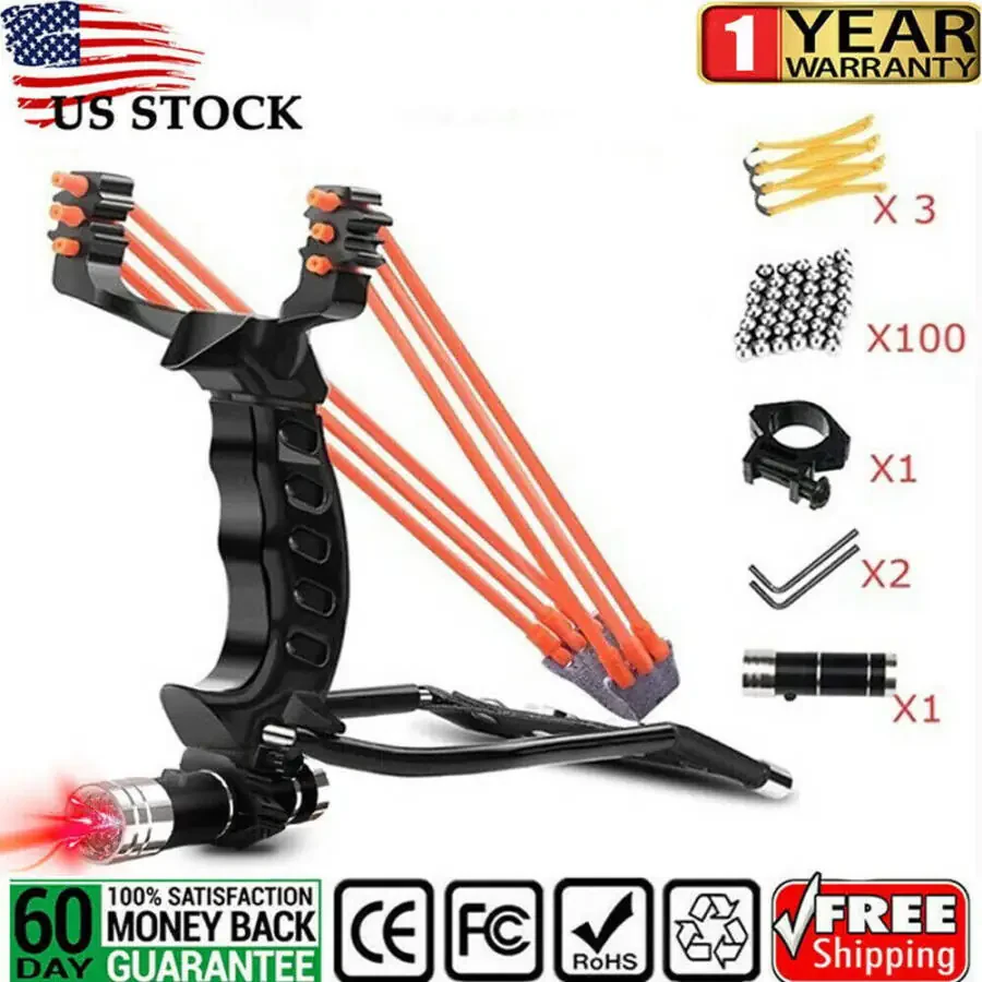 Kattalar uchun professional avtomat to'plam, ochiq havoda yuqori tezlikdagi baliq ovlash katapultati 100 dona o'q va 3 ta rezina tasma bilan. - 8