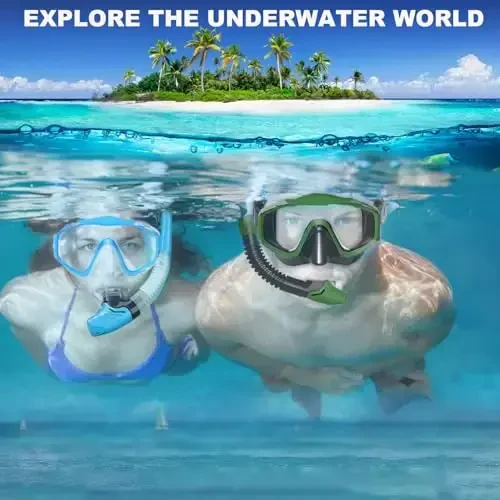 Kattalar uchun snorkeling uskunalari, temperlangan oynali quruq tepalikli snorkel to'plami, tumanlanishga qarshi va oqishga qarshi panoramik suzish maskasi, scuba diving, suzish, sayohat uchun sozlanishi snorkel to'plami tashish sumkasi bilan - 7